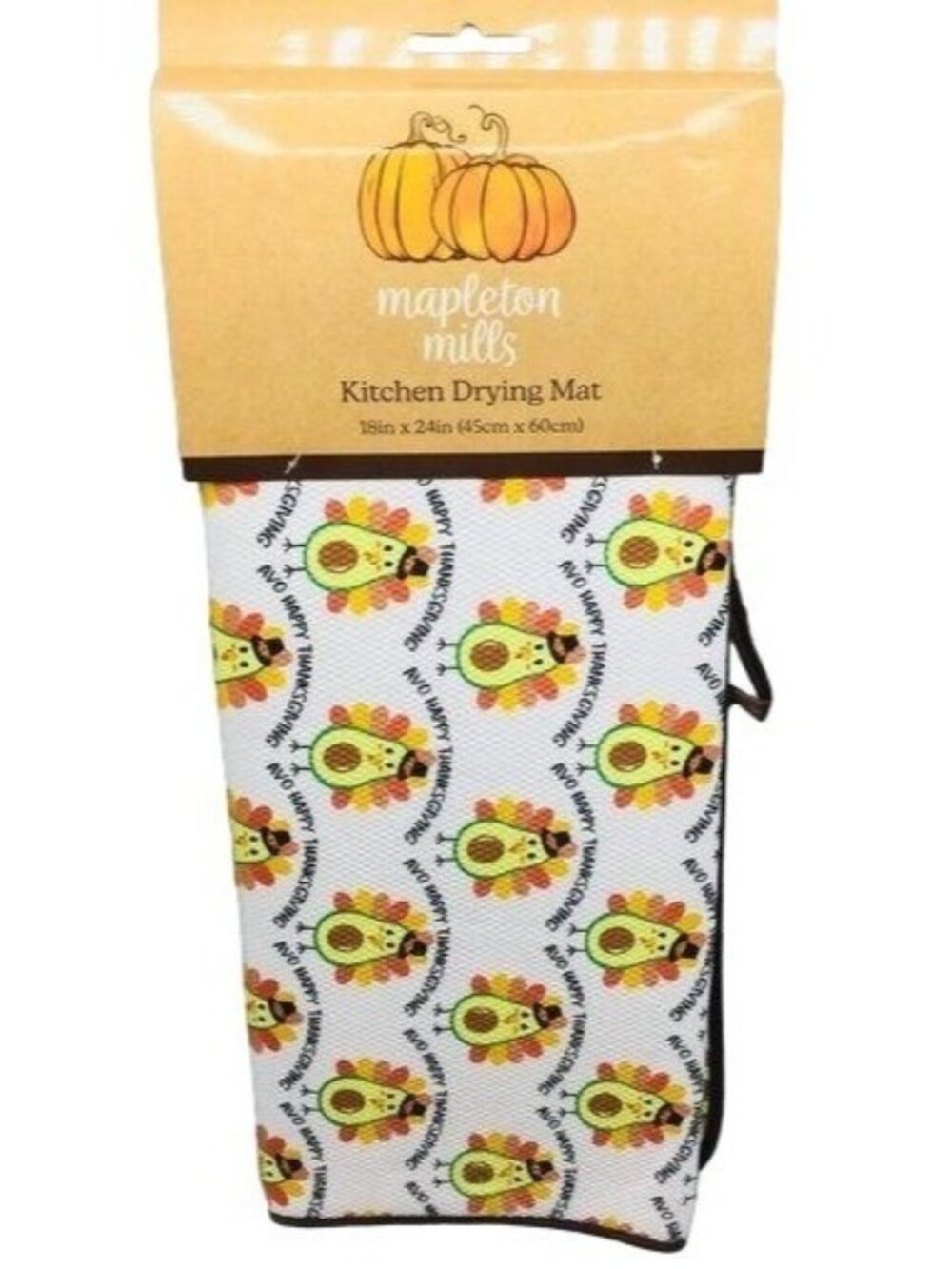 Mapleton Mills AVO HAPPY THANKSGIVING Avocado Turkey Kitchen Drying Mat